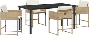 vidaXL Σέτ φαγητού για κήπο 5 pcs Μπεζ συνθετικό ρατάν