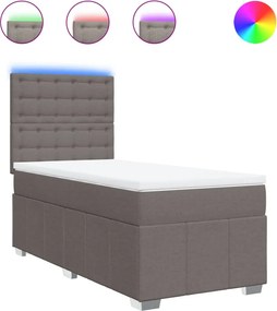 vidaXL Κρεβάτι Boxspring με Στρώμα Taupe 100 x 200 εκ. Υφασμάτινο