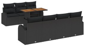 vidaXL Σετ 8 Τεμαχίων Καναπέ Κήπου με Μαξιλάρια Μαύρο Πολυ Ρατάν