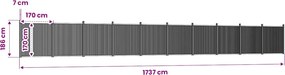 vidaXL Πάνελ Περίφραξης Γκρι 1737 x 186 εκ. από WPC