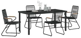 vidaXL Σέτ φαγητού για κήπο 5 pcs Μαύρο Χάλυβας με επίστρωση πούδρας