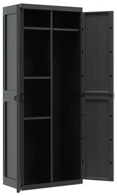 vidaXL Ντουλάπι Αποθ. Εξ. Χώρου Μαύρο 65x37x165εκ. Πολυπροπυλένιο