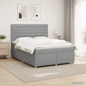 vidaXL Κρεβάτι box spring με στρώμα Ανοιχτό γκρι 140 x 200 cm Ύφασμα