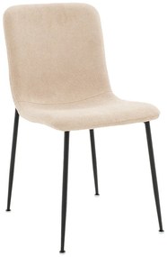 093-000015 Καρέκλα Gratify pakoworld ύφασμα μπουκλέ εκρού-πόδι μαύρο FABRIC - STEEL ECRU - BLACK, 1 Τεμάχιο