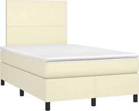 vidaXL Κρεβάτι Boxspring με Στρώμα Κρεμ 120x200εκ. από Συνθετικό Δέρμα