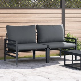 vidaXL Εξωτερικά Έπιπλα με μαξιλάρι με μαξιλάρι 2 pcs Ανθρακί Ατσάλι