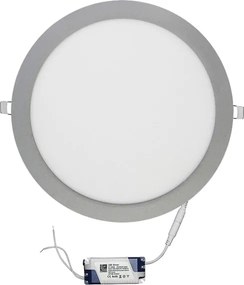 Led panel χωνευτό ασημί στρογγυλό 30W 230V 3000k θερμό λευκό φως 2700lm με τροφοδοτικό