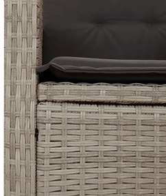 vidaXL Πάγκος Κήπου Ανακλινόμενος Αν. Γκρι Συνθετικό Ρατάν &amp; Μαξιλάρια