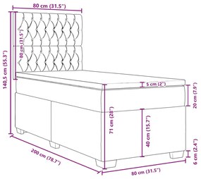 Κρεβάτι Boxspring με Στρώμα Μαύρο 80 x 200 εκ. Υφασμάτινο - Μαύρο