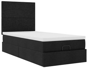 Οθωμανικό κρεβάτι με στρώμα Μαύρο 90x190cm Ύφασμα 3313038
