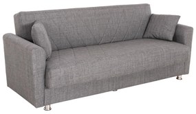 SOFA-BED 3-SEATER ANDRE  ANTHRACITE FABRIC-STORAGE SPACE 214x82x84Hcm.