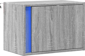vidaXL Κομοδίνο Επιτοίχιο με Φώτα LED Γκρι Sonoma