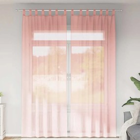 vidaXL Voile κουρτίνες με τσέπες ράβδου 2 τεμάχια Ροζ
