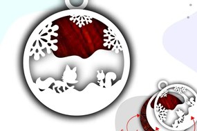 Intra απο ξύλο plywood 3mm-4mm πάχος Τρισδιάστατα χριστουγεννιάτικα στολίδια με στρώσεις αλεπούς Δίασταση 8x8 cm INTRAFABR-37820098