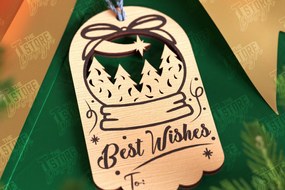 Σετ των 2 Intra απο ξύλο plywood 3mm-4mm πάχος - Χριστουγεννιάτικη ετικέτα | Ετικέτα δώρου | Διακοπές |CNC Δίασταση 15x15 cm INTRAFABR-107023908