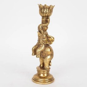 Κηροπήγιο Ελέφαντας 752-26044 8x8.5x27cm Antique Gold Estheti Home Πολυρεσίνη