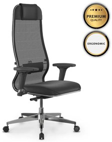 Καρέκλα γραφείου Synchrosit-10 Megapap εργονομική με διπλό ύφασμα Mesh και τεχνόδερμα χρώμα μαύρο 65x70x121/134εκ. - 0234147