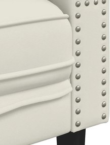 vidaXL Σετ Καναπέδων Chesterfield 2 Τεμαχίων με Βάσεις, Κρεμ Βελούδινο