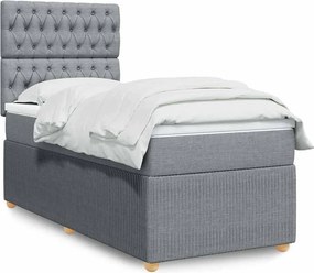 vidaXL Κρεβάτι Boxspring με Στρώμα Ανοιχτό Γκρι 100x200 εκ. Υφασμάτινο