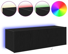 vidaXL Ντουλάπι Τοίχου Τηλεόρασης με LED Φώτα Μαύρη Δρυς 100x35x31 εκ