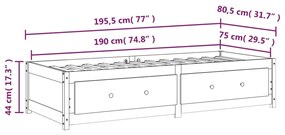 Κρεβάτι LED Μαύρο 75x190 εκ Μασίφ Ξύλο Πεύκου Small Single - Μαύρο