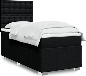 vidaXL Κρεβάτι Boxspring με Στρώμα Μαύρο 80 x 200 εκ. Υφασμάτινο