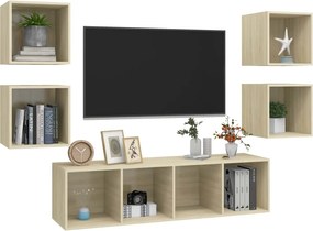 vidaXL Έπιπλα Τηλεόρασης Σετ 5 Τεμαχίων Sonoma Δρυς από Επεξ. Ξύλο