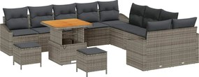 vidaXL Σετ Καναπέ Κήπου με μαξιλάρι 13 pcs Γκρι Πολυ ράταν