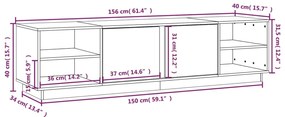 Έπιπλο Τηλεόρασης 156 x 40 x 40 εκ. από Μασίφ Ξύλο Πεύκου - Καφέ