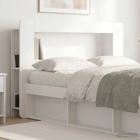 vidaXL Κρεβάτι με Κεφαλάρι Λευκό Μηχανικά επεξεργασμένο ξύλο