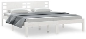vidaXL Πλαίσιο Κρεβατιού Λευκό 180 x 200 εκ. Μασίφ Ξύλο Super King