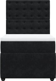 vidaXL Κρεβάτι Boxspring με Στρώμα Μαύρο 90x200 εκ. Βελούδινο
