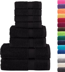 vidaXL Πετσέτες Premium Σετ 8 Τεμ. SOLUND Μαύρο 600 γρ/μ²