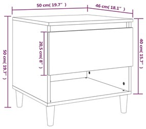 Κομοδίνα 2 τεμ Καπνιστή Δρυς 50x46x50εκ. από Επεξεργασμένο Ξύλο - Καφέ