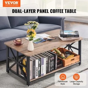 VEVOR 40&quot; Farmhouse Coffee Table Rectangle Table with Open Storage Compartment