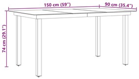 ΤΡΑΠΕΖΙ ΚΗΠΟΥ ΜΑΥΡΟ 150 X 90 X 74 ΕΚ. ΑΠΟ ΑΛΟΥΜΙΝΙΟ / ΓΥΑΛΙ 42788