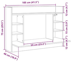 Γραφείο Τοίχου Sonoma Δρυς 105x48x75 εκ. από Επεξεργασμένο Ξύλο - Καφέ