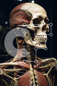 Intra Συλλεκτικό Ξύλινο Παζλ Plywood 4mm - Εικονογράφηση ανατομίας ανθρώπινου σκελετού Σε Ξύλινο Κουτί - Διαστάσεις Puzzle: 10x10 cm – 25 κομμάτια