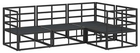 vidaXL Σετ Καναπέ Κήπου με μαξιλάρι 4 pcs Μαύρο Αλουμίνιο