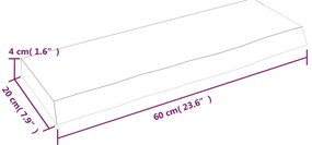 Ράφι Τοίχου Ανοιχτό Καφέ 60x20x4 εκ. Επεξεργ. Μασίφ Ξύλο Δρυός - Καφέ