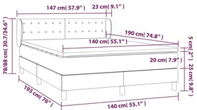 Κρεβάτι Boxspring με Στρώμα Μαύρο 140x190εκ.από Συνθετικό Δέρμα - Μαύρο