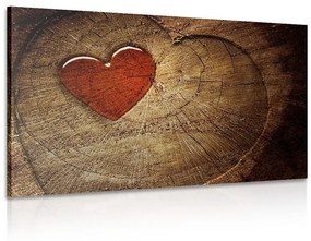 Εικόνα μιας καρδιάς σε ένα κούτσουρο - 60x40