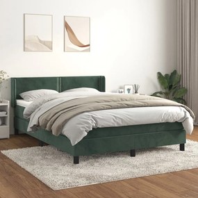 Κρεβάτι Boxspring με Στρώμα Σκούρο Πράσινο 140x190εκ. Βελούδινο