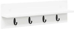 vidaXL Τοίχου Κρεμάστρα Λευκό 60 x 10.5 x 18 εκ Επεξεργασμένο ξύλο