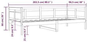 Καναπές Κρεβάτι 90 x 200 εκ. από Μασίφ Ξύλο Πεύκου - Καφέ