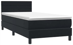 Κρεβάτι Boxspring με Στρώμα Μαύρο 80x220 εκ. Βελούδινο - Μαύρο