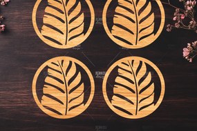 Σετ των 2 Intra απο ξύλο plywood 3mm-4mm πάχος Botanical Cup Coaster File Cut  Δίασταση 15x15 cm INTRAFABR-121341194