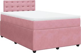 vidaXL Κρεβάτι Boxspring με Στρώμα Ροζ 120x190 εκ. Βελούδινο