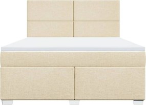 vidaXL Κρεβάτι Boxspring με Στρώμα Κρεμ 180x200 εκ. Υφασμάτινο