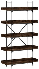 vidaXL Βιβλιοθήκη 5 Επιπέδων Καπνιστή Δρυς 100x33x180,5 εκ. Επεξ. Ξύλο